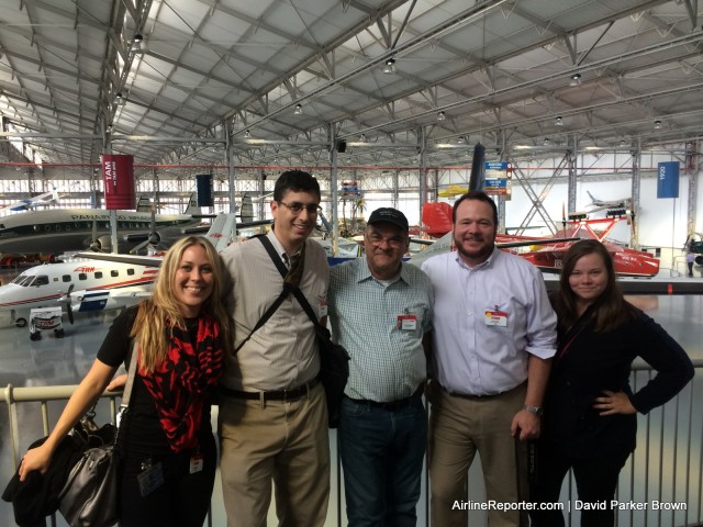 Here is Carla (our wonderful PR person), Jason Rabinowitz (@AirineFlyer), XX, that's me, and Cynthia Dressher (@JetSetCD) all enjoying the museum.