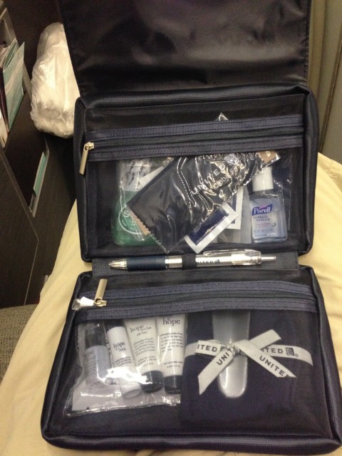 Great amenity kit in United Global First (but no pajamas!) - Photo: Blaine Nickeson | AirlineReporter