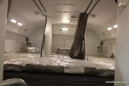 The upper crew rest area in a United Boeing 787-8