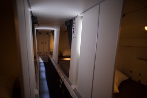 The flight attendant rest area on the 777 - Photo: Jeremy Dwyer-Lindgren