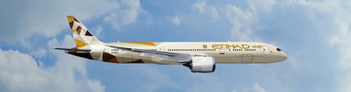 Etihad's new livery seen on the 787-9 - Image: Etihad