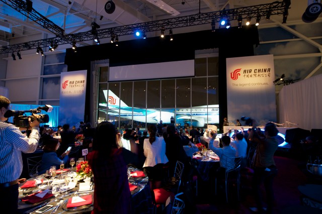 The view of Air China's first 747-8I from the Future of Flight Center. Photo - Bernie Leighton | AirlineReporter.com