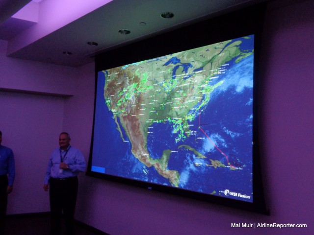 All of Southwest's flights on the one screen, overlayed with a weather map they can get a great picture of how their fleet is doing at any single moment.