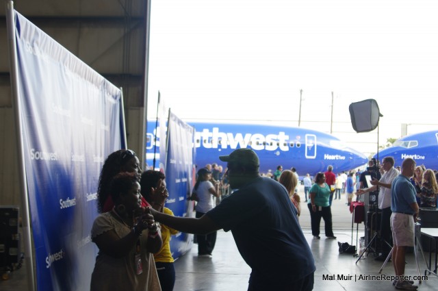 Getting Photos taken in front of the new Southwest branding for some free swag