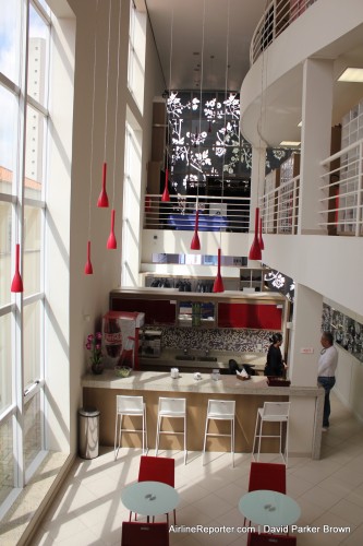 The uniform shop is a three-story facility with employee lounge on the first floor