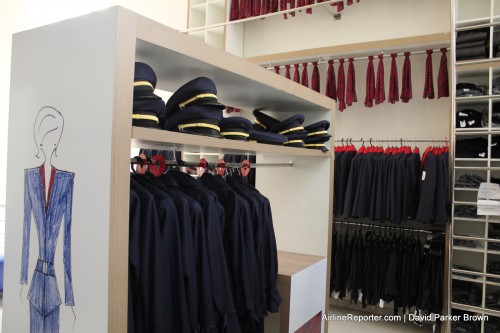 The different uniform choices in the TAM uniform shop