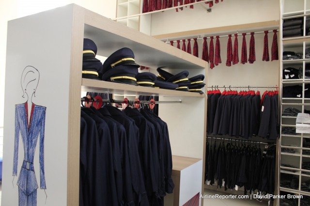 The different uniform choices in the TAM uniform shop 