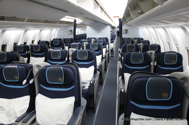 The larger Business Class cabin of the 767