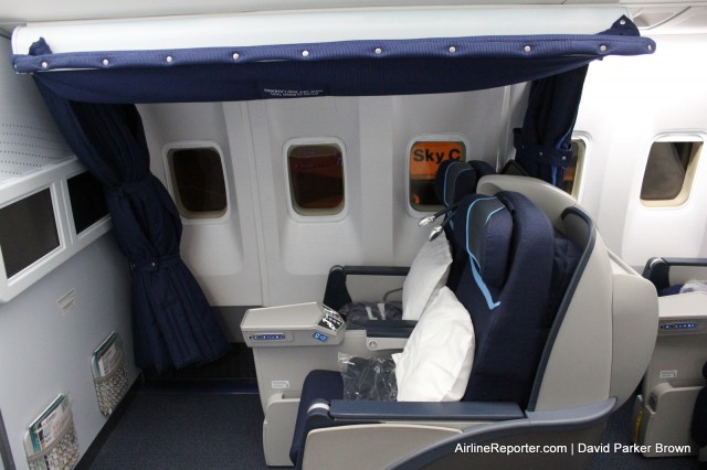 On Condor's 767s pilots have a special resting place located in the standard business class section. There are thick curtains that separate them from the main cabin
