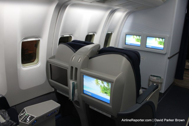 Each Business Class seat has a 15" display