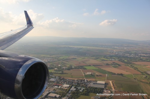 Coming in for a landing in Frankfurt.