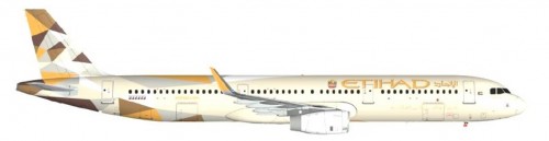 Mock up of the new livery on an Airbus A321 - Image: Etihad