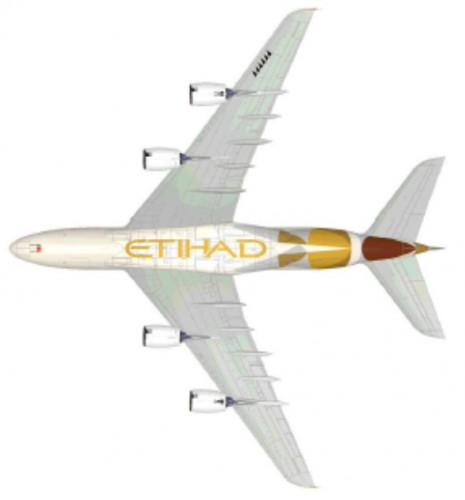 The new Etihad livery will have their name on the bottom, as shown with this A380 mock-up. Image: Etihad Airways