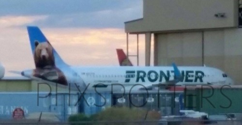 Frontier Airline's new livery seen out in the open in Denver - Photo: PHXSpotters