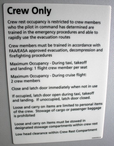 A crew rest sign means business