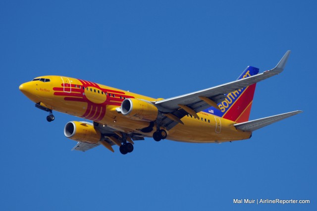 Southwest Airlines New Mexcio One on approach to Los Angeles Airport