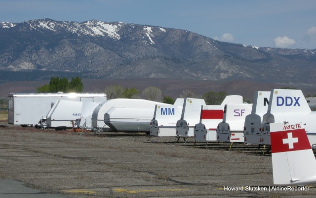 Glider trailers in a row at MEV. 