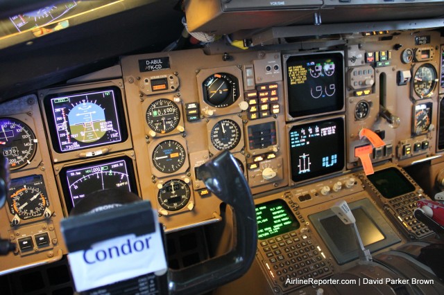 Inside the flight deck of the Condor 767