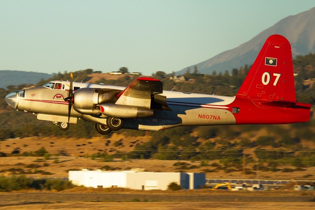 Lockheed P2V-5 taking off from Medford - Photo: Russell Hill