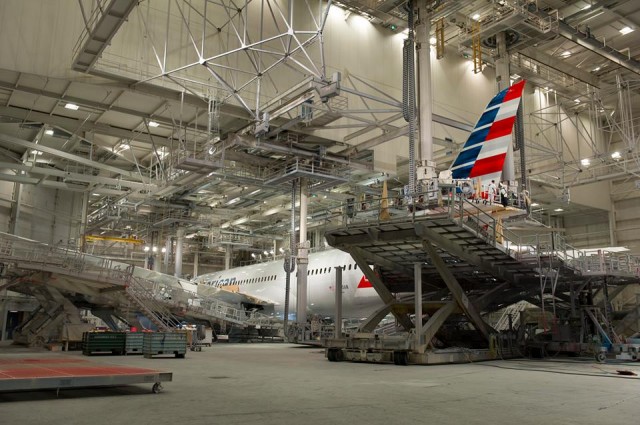 American's first 787-8 in the paint booth - Photo: American Airlines