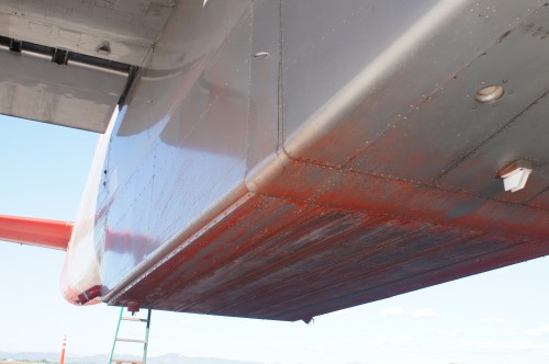 Some of the Mud left on the tail of the aircraft - Photo: Julian Cordle