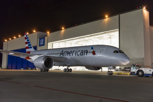 American Airlines' first Boeing 787-8 being towed at Paine Field - Photo: American Airlines