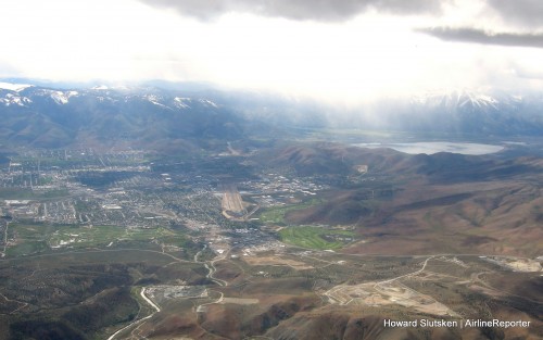 A bit further north than on our flight, that's Carson City Aiirport right below, and Lake Washoe. I took this in Soaring NV's Duo Discus, from about 11,000 ft.