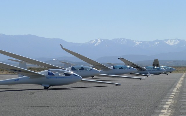 Soaring NV's gliders at Minden-Tahoe Airport - the LS4, two Duo Discus, two ASK-21s Photo: Soaring NV