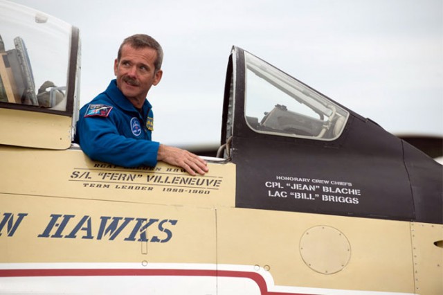 Chris Hadfield at the controls of a Sabre Mk.5. Photo: Peter Handley/VWoC