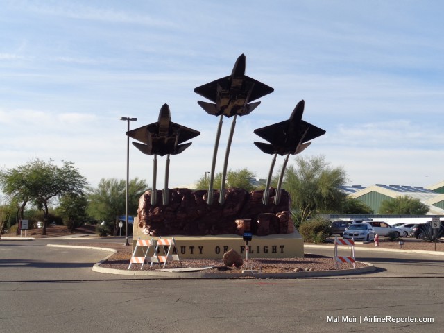 The Beauty of Flight greets you as you enter the PIMA Air & Space Museum and depicts three YF-23 in flight.