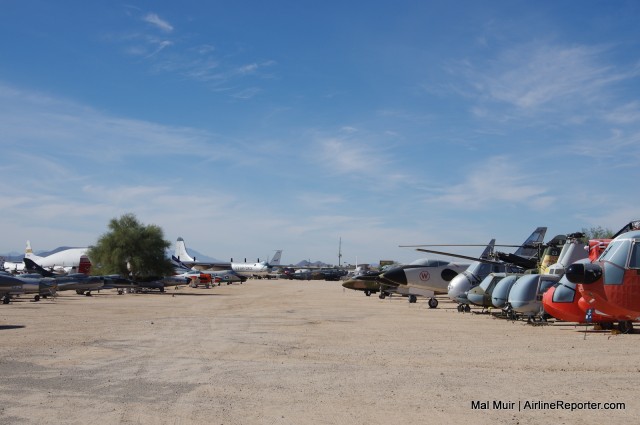 A look down one of the "streets" in the outdoor portion of the PIMA Air & Space Museum