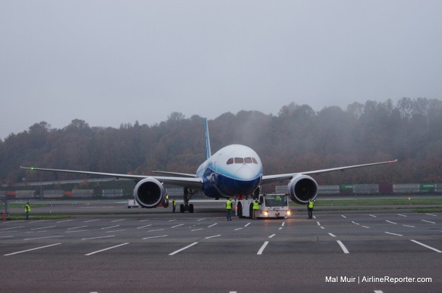 ZA003 being towed into the Museum of Flight Car Park - Photo: Mal Muir | AirlineReporter.com