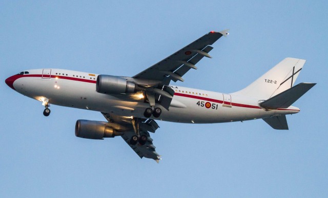 The Spanish Prime Minister arrives on-board a Spanish Air Force A310 