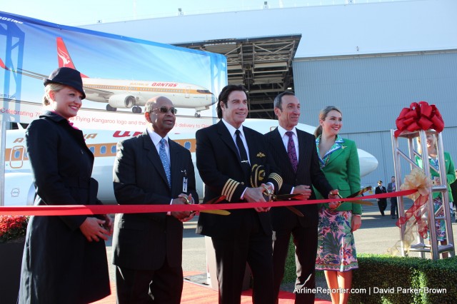 The ceremonial ribbon cutting for the 737
