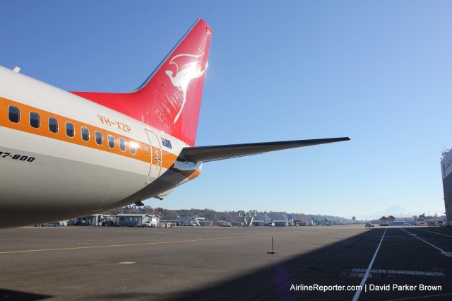 Boeing Field with Mount Rainier in the background