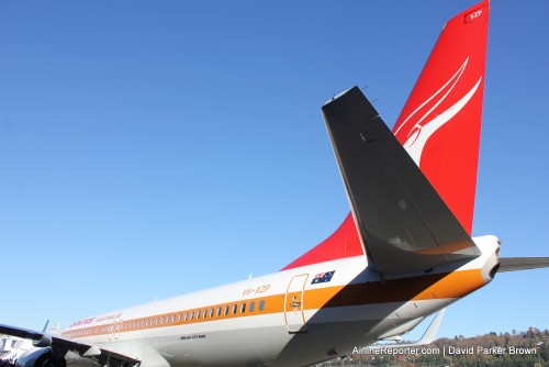 From the rear: the retro Qantas livery