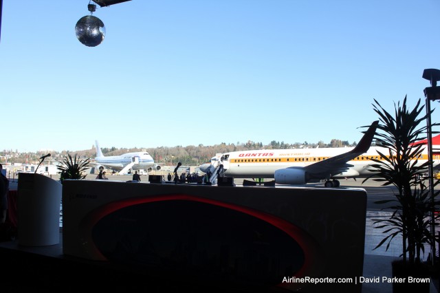 Check out the disco ball above and the Air China 747-8I in the background