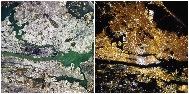 Manhattan day and night. Photo: Chris Hadfield/NASA 