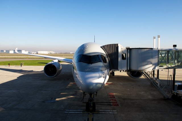 Qatar Airways' First A350 (MSN006) at the Airbus Delivery Center. Photo - Bernie Leighton | AirlineReporter