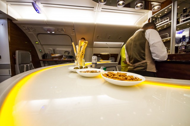 The bar comes complete with a range of bar snack & finger food Photo: Jacob Pfleger | AirlineReporter