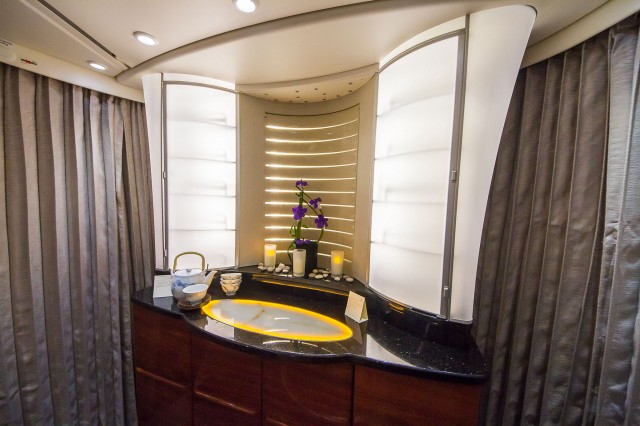 The first class bar converted to the spa relaxation area Photo: Jacob Pfleger | AirlineReporter