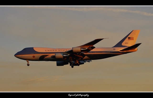Air Force One arriving into SeaTac on a lovely winter evening.