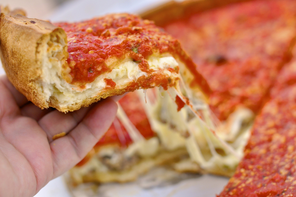 Giordano's deep dish pizza. A slice of heaven 100 feet from MDW. Photo: James (CC BY-NC-ND 2.0)