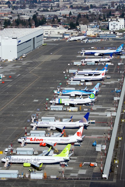 The line up of brand new Boeing 737s at BFI - Photo: Bernie Leighton