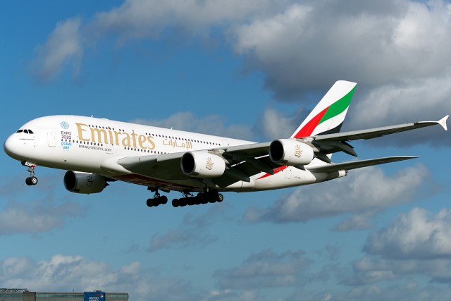 An Emirates A380-861 on approach into London Heathrow Airport. Photo - Bernie Leighton | AirlineReporter