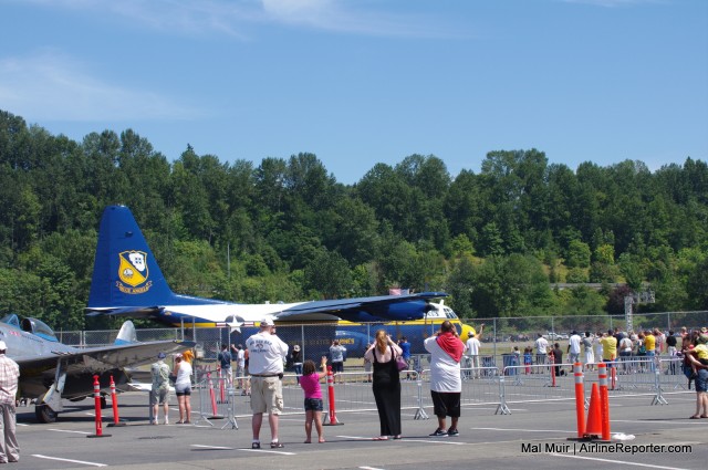 Fat Albert passes by the Museum of Flight car park after a Flight Demonstration.  Yes the taxi ways are that close to the fenceline.