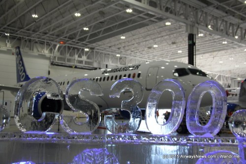 A special CS300 ice sculpture to celebrate the first flight - Photo: Seth Miller | AirwaysNews