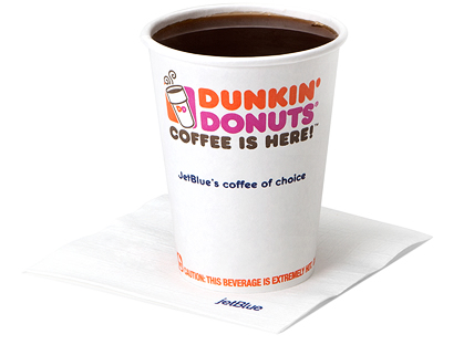 Jetblue serves Dunkin Donuts coffee onboard.. sadly, no donuts :( - Image: Jetblue