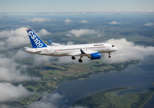 The CS100 during test flights - Photo: Bombardier