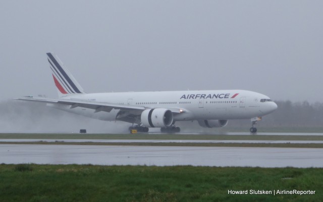 Air France's inaugural Paris to Vancouver flight touches down on YVR's  Rwy 08L, just after noon on a rainy Sunday.